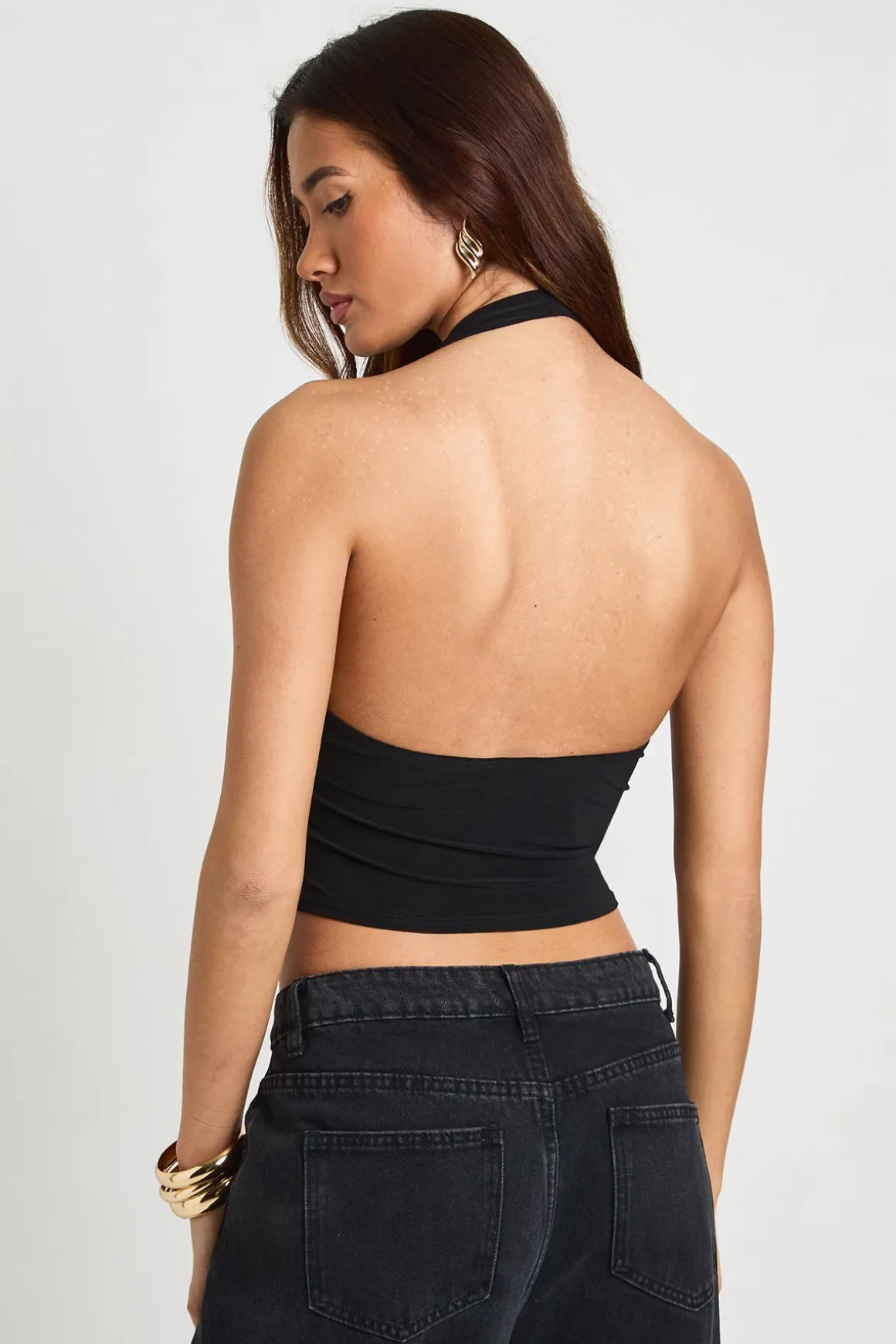 Top Dos Nu Double Épaisseur Slinky avec Boucle Dorée