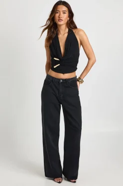 Top Dos Nu Double Épaisseur Slinky avec Boucle Dorée