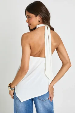 boohoo Top Drapé Dos Nu À Encolure Américaine Avec Découpe<Femme Tons Neutres|Tops