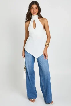 boohoo Top Drapé Dos Nu À Encolure Américaine Avec Découpe<Femme Tons Neutres|Tops
