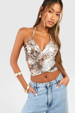 Top à détails drapés en foil