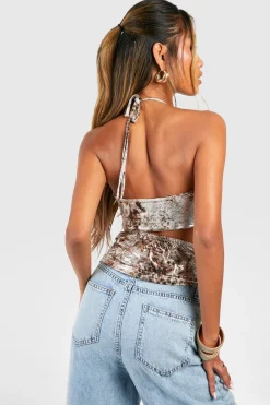 Top à détails drapés en foil