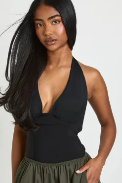 Top En Bengaline À Encolure Halter Avec Mesh