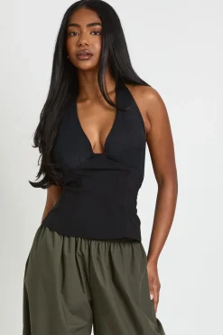 Top En Bengaline À Encolure Halter Avec Mesh