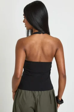 Top En Bengaline À Encolure Halter Avec Mesh