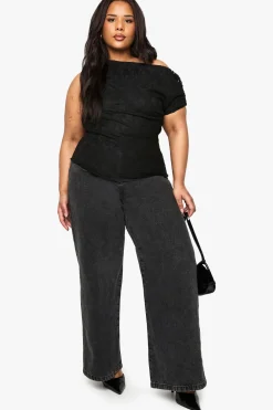 TOP EN DENTELLE À ENCOLURE ASYMETRIQUE GRANDE TAILLE