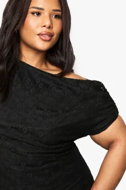 TOP EN DENTELLE À ENCOLURE ASYMETRIQUE GRANDE TAILLE