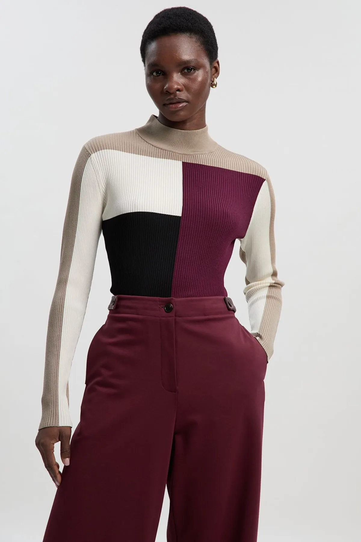 KarenMillen Top en maille côtelée à blocs de couleurs Slinky<Femme Pulls Et Gilets|Toutes Les Mailles