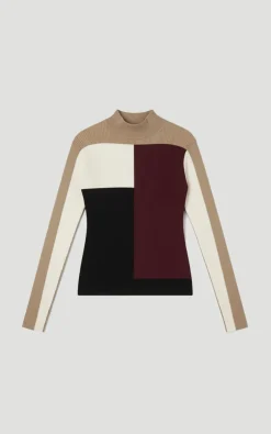 KarenMillen Top en maille côtelée à blocs de couleurs Slinky<Femme Pulls Et Gilets|Toutes Les Mailles