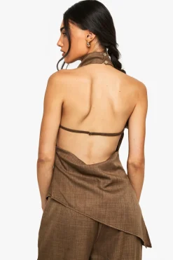 Top en marl tissé à décolleté halter
