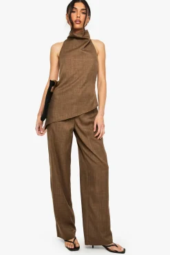 Top en marl tissé à décolleté halter