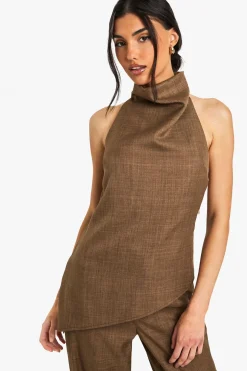 Top en marl tissé à décolleté halter