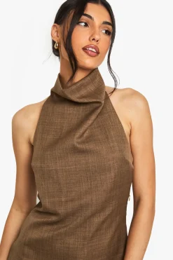 Top en marl tissé à décolleté halter