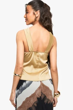 boohoo Top en satin avec détails de bretelles nouées<Femme Satin Et Dentelle|Tops