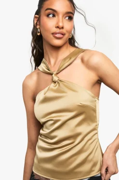 boohoo Top en satin avec détails de bretelles nouées<Femme Satin Et Dentelle|Tops