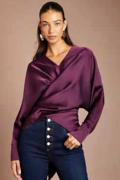 Top En Satin Cache-cœur À Col En V