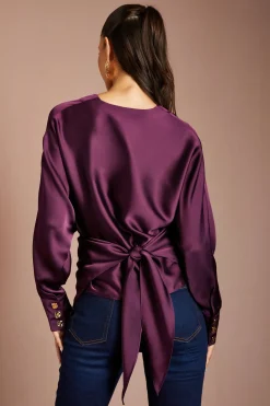 Top En Satin Cache-cœur À Col En V
