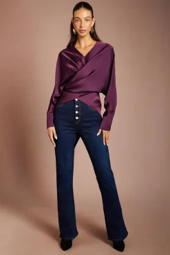 Top En Satin Cache-cœur À Col En V