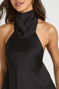 Top En Satin À Col Cheminée Et Dos Noué