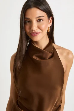boohoo Top en satin à encolure drapée haute<Femme Satin Et Dentelle|Tops