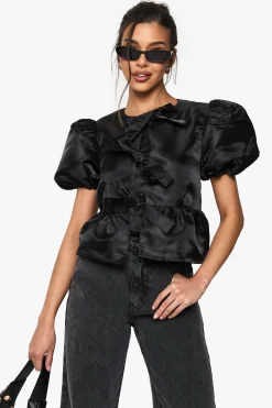 boohoo Top en taffetas à manches bouffantes<Femme Tops