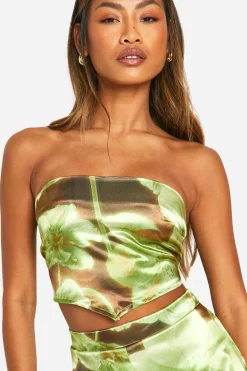 Top foulard à nouer imprimé floral flou
