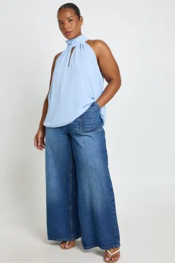 Top Grande Taille En Mousseline Col Licou