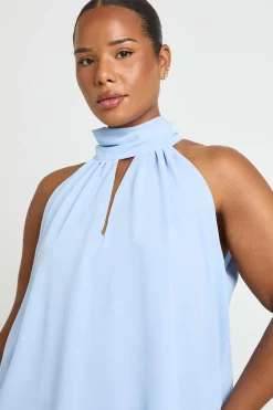 Top Grande Taille En Mousseline Col Licou
