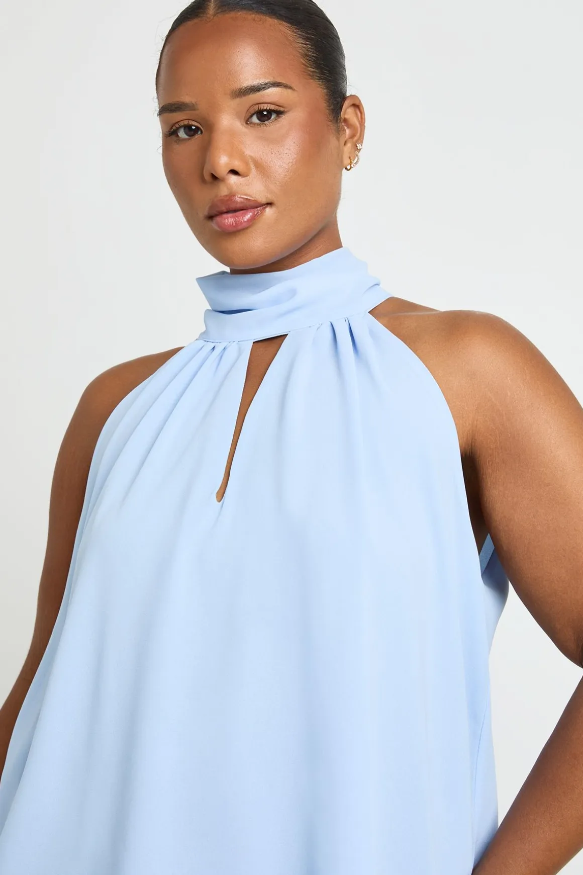 Top Grande Taille En Mousseline Col Licou