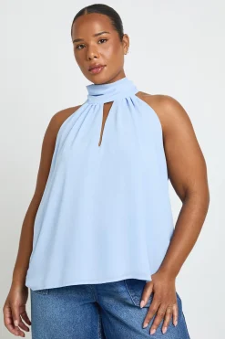 Top Grande Taille En Mousseline Col Licou