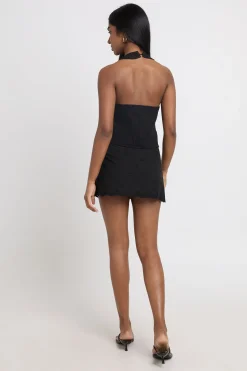 Top Halter À Bords Festonnés En Broderie Anglaise