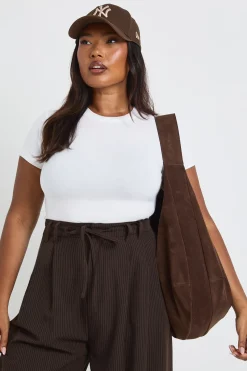 Top Long Ajusté À Manches Courtes Basique Grande Taille