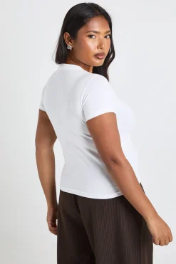 Top Long Ajusté À Manches Courtes Basique Grande Taille