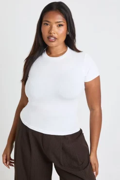 Top Long Ajusté À Manches Courtes Basique Grande Taille