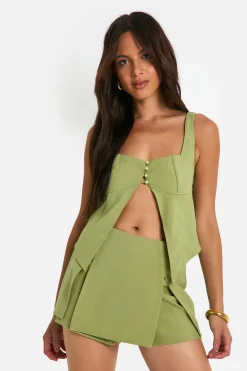 Top long boutonné à fente