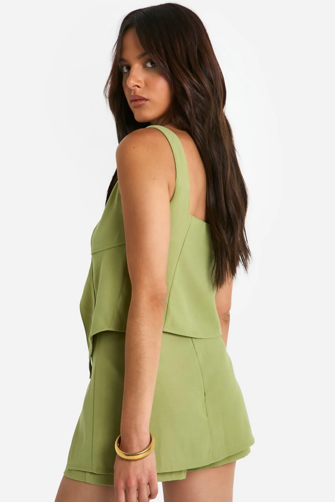 Top long boutonné à fente