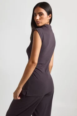 Top Long À Ourlet Asymétrique Et Taille Froncée