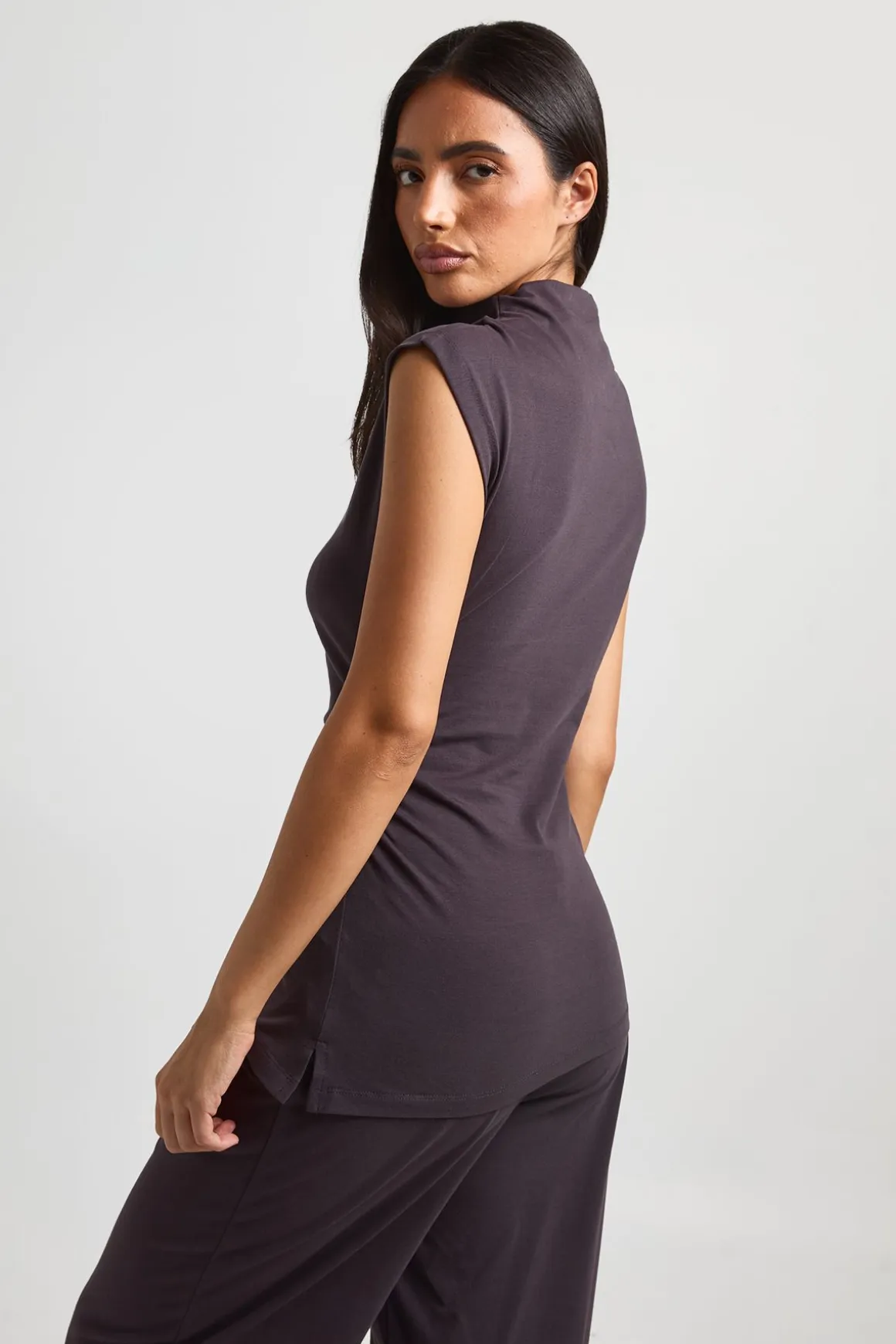 Top Long À Ourlet Asymétrique Et Taille Froncée
