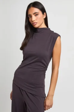 Top Long À Ourlet Asymétrique Et Taille Froncée