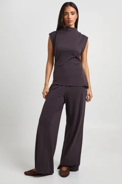 Top Long À Ourlet Asymétrique Et Taille Froncée