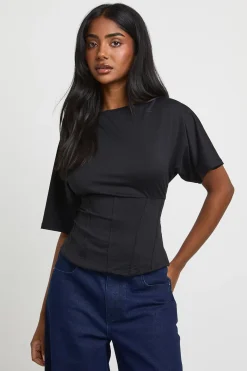 Top À Manches Courtes Avec Détail Taille Corset