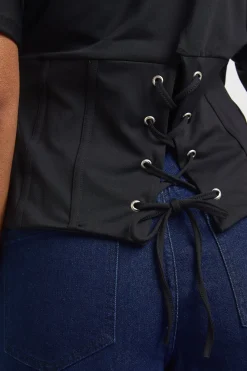 Top À Manches Courtes Avec Détail Taille Corset