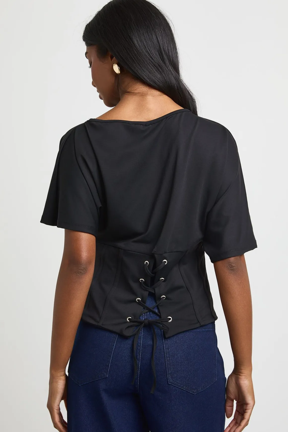 Top À Manches Courtes Avec Détail Taille Corset