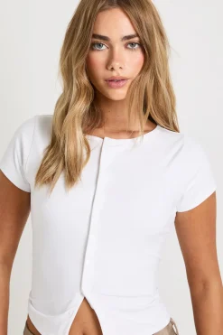 boohoo Top à manches courtes Peached Sculpt Popper Through<Femme Tops