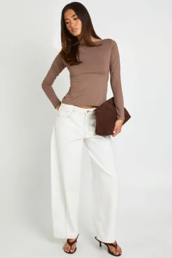 boohoo Top À Manches Longues Col Bateau Effet Seconde Peau<Femme Tops
