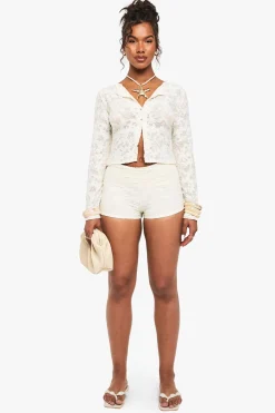 boohoo Top à manches longues en jacquard fleuri à boutons<Femme Tops