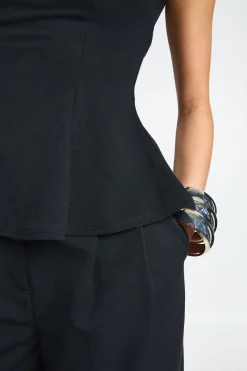 Top peplum à col rond