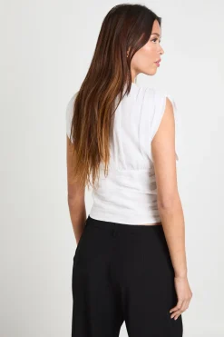 Top plissé en chiffon à décolleté plongeant