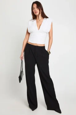 Top plissé en chiffon à décolleté plongeant