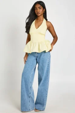 boohoo Top Popeline À Dos Nu Avec Basque<Femme Tops